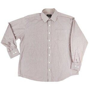 NAUTICA Classic Fit Striped  Long Sleeve Red/White Dress Shirt 18‎ 34/35